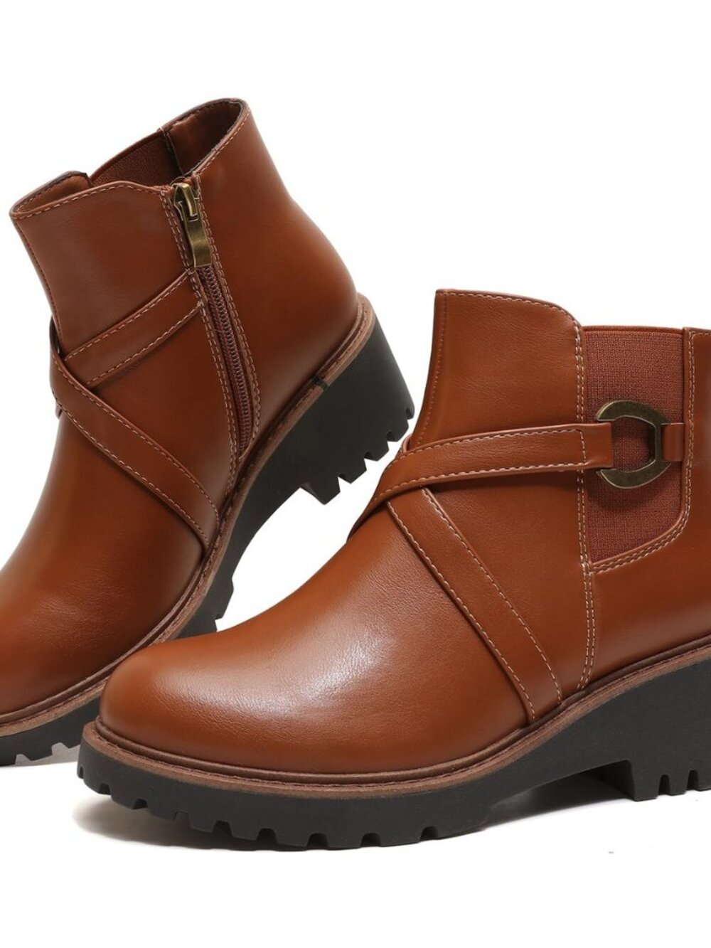 Women's Chelsea Ankle Boots Chunky Low Heel Platform Short Fall Booties